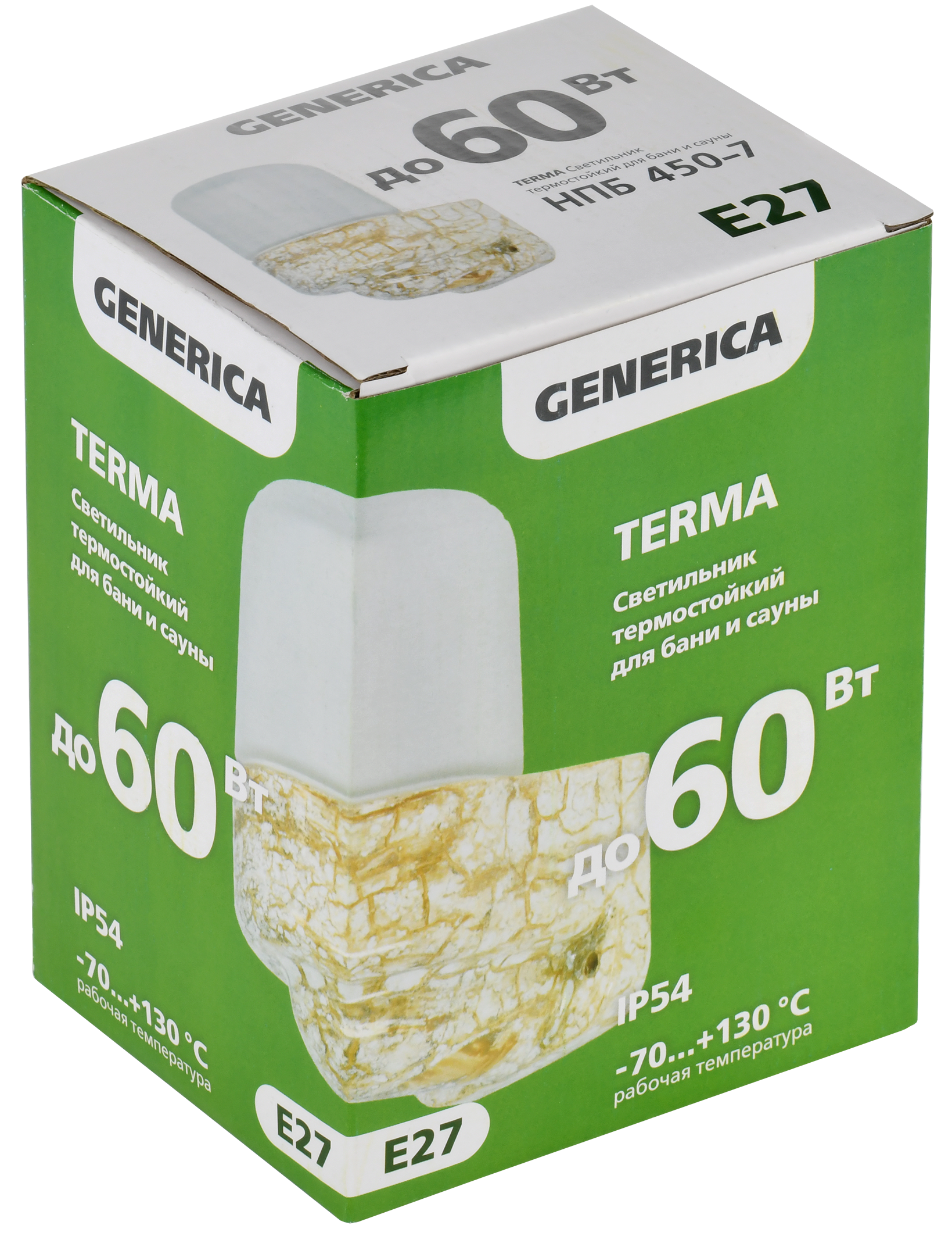 TERMA Светильник термостойкий для бани и сауны НПБ 450-7 IP54 60Вт белый мрамор GENERICA