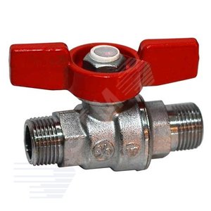 Кран шаровой хромированный R253D Ду 10 3/8' Ру42 НР бабочка красный