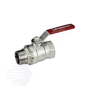 Кран шаровой хромированный R254DL Ду 15 1/2' Ру42 ВН рычаг красный