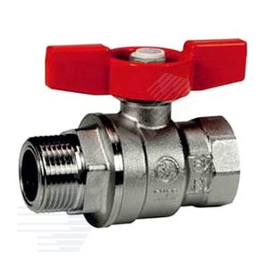 Кран шаровой хромированный R854 Ду 15 1/2' Ру35 ВН полнопроходной бабочка красный