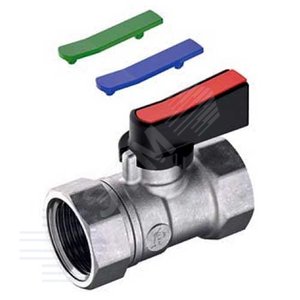 Кран шаровой хромированный мини R690 Ду 15 1/2' Ру16 ВВ полнопроходной флажок с набором цветных вставок красный/синий/зеленый