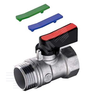 Кран шаровой хромированный мини R694 Ду 15 1/2' Ру16 ВН полнопроходной флажок с набором цветных вставок красный/синий/зеленый