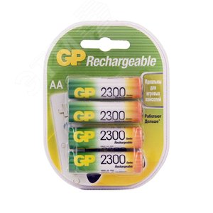 Аккумулятор перезаряжаемый GP 230AAHC AA, емкость 2200 мАч - 4 шт. в клемшеле