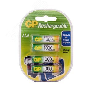 Аккумулятор перезаряжаемый GP 100AAAHC AAA, емкость 930 мАч - 4 шт. в клемшеле
