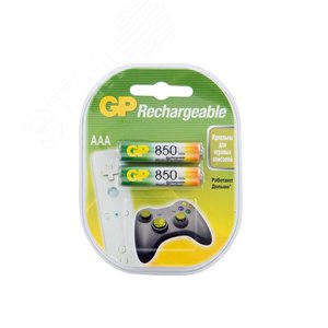 Аккумулятор перезаряжаемый GP 85AAAHC AAA, емкость 850 мАч - 2 шт. в клемшеле