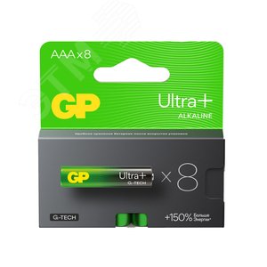 Батарейка алкалиновая c технологией G-tech GP Ultra Plus Alkaline 24А AАA - 8 шт. на блистере