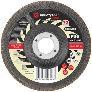 Круг лепестковый торцевой GreatFlex Plus (72 лепестка): 125 х 22,2 мм, P36