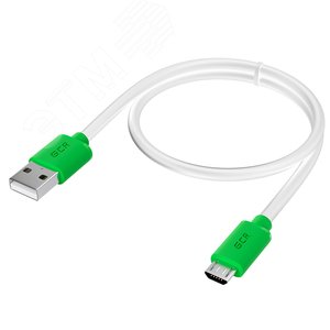 Кабель Micro USB, 0.5 м., белый-зеленый, быстрая зарядка