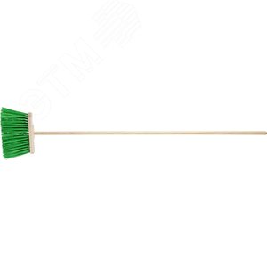 GRINDA Euro буковая колодка 25см, шлифованный черенок из сосны 130см (Ø22мм) щетина 140мм, 4-рядная, метла с черенком (39270)