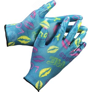 GRINDA S-M, садовые перчатки с прозрачным нитриловым покрытием, синие, 13 класс (11296-S)