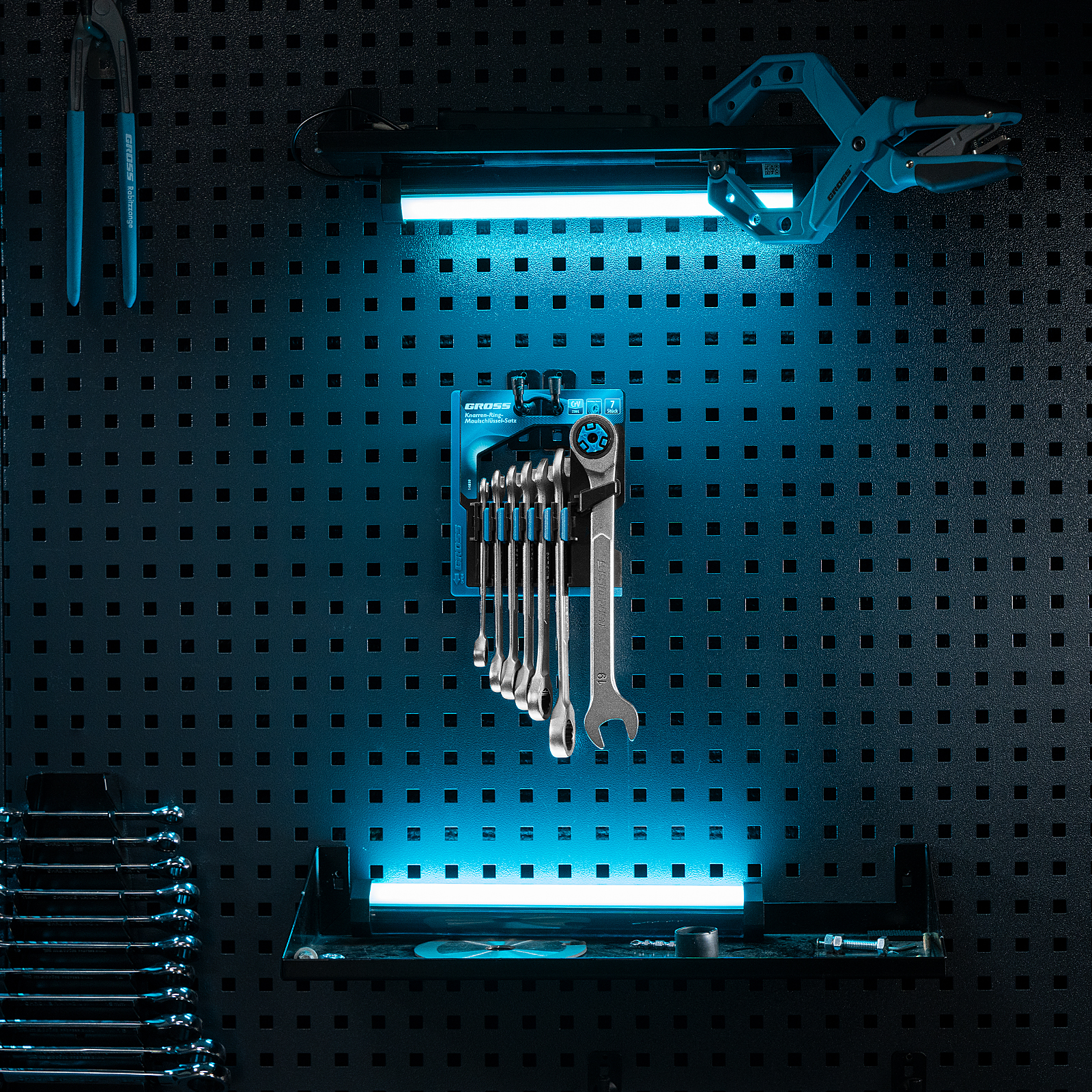 Набор ключей комбинированных трещоточных, количество зубьев 100, СRV, 7 шт, 8-19 мм Gross