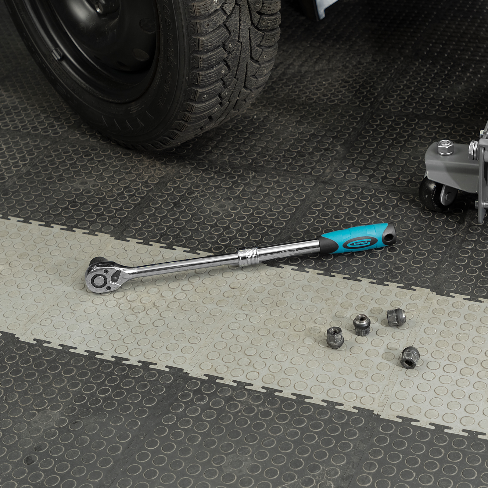 Ключ-трещотка телескопический 1/2", 305-445 мм, CrV, 72 зуба, с быстрым сбросом, хром Gross