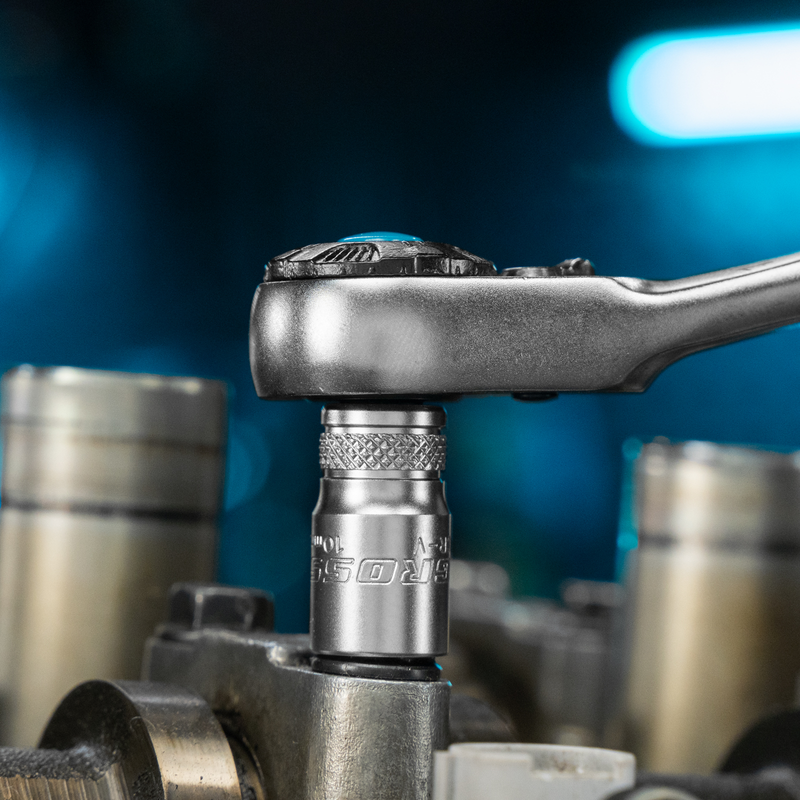 Набор торцевых головок, трещотка 120 зубьев, 1/4", CrV, 36 предметов Gross