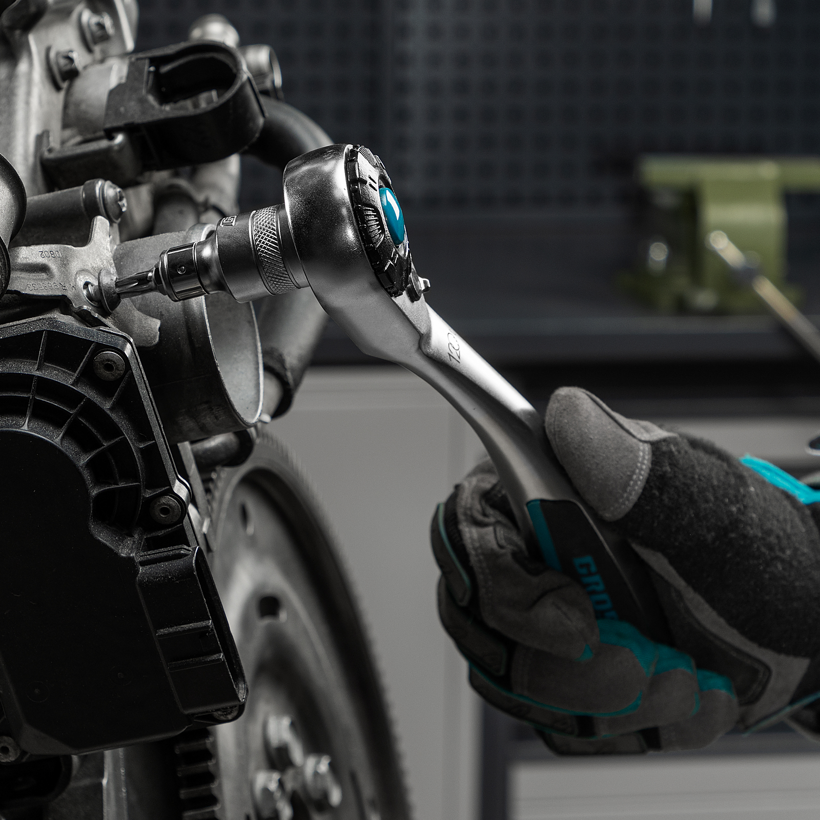 Набор торцевых головок, трещотка 120 зубьев, 1/2", CrV, 36 предметов Gross