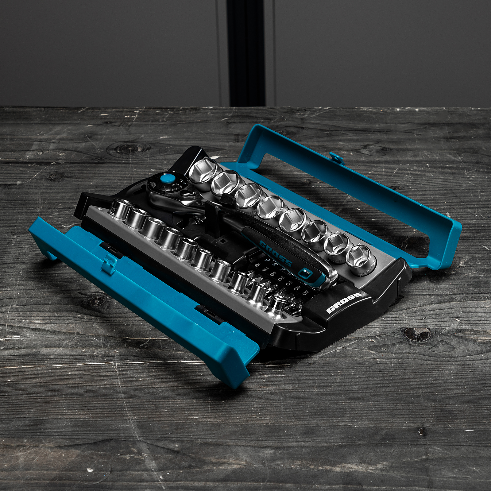 Набор торцевых головок, трещотка 120 зубьев, 1/2", CrV, 36 предметов Gross