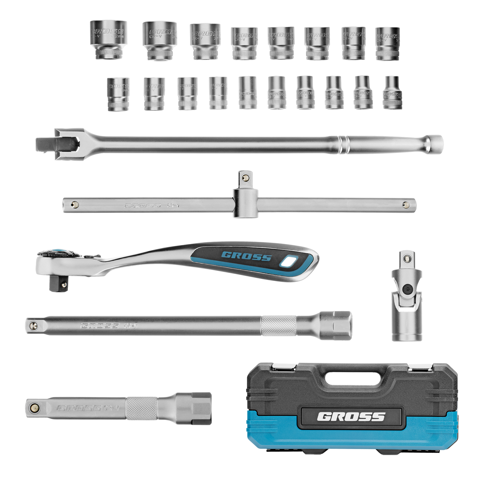 Набор инструментов, 1/2", CrV, 120 зубьев, 24 предмета Gross