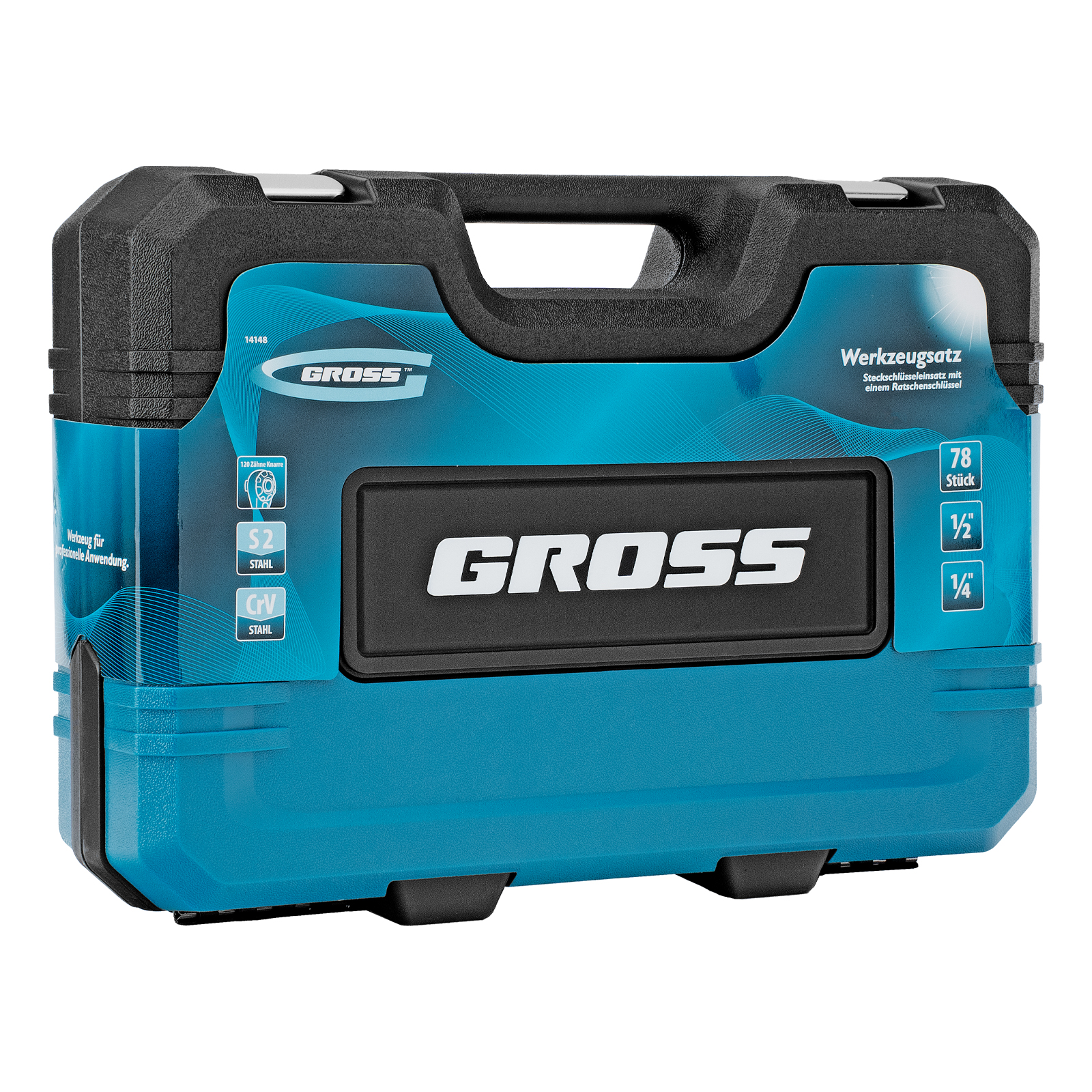 Набор инструментов, 1/4", 1/2", CrV, 120 зубьев, 78 предметов Gross