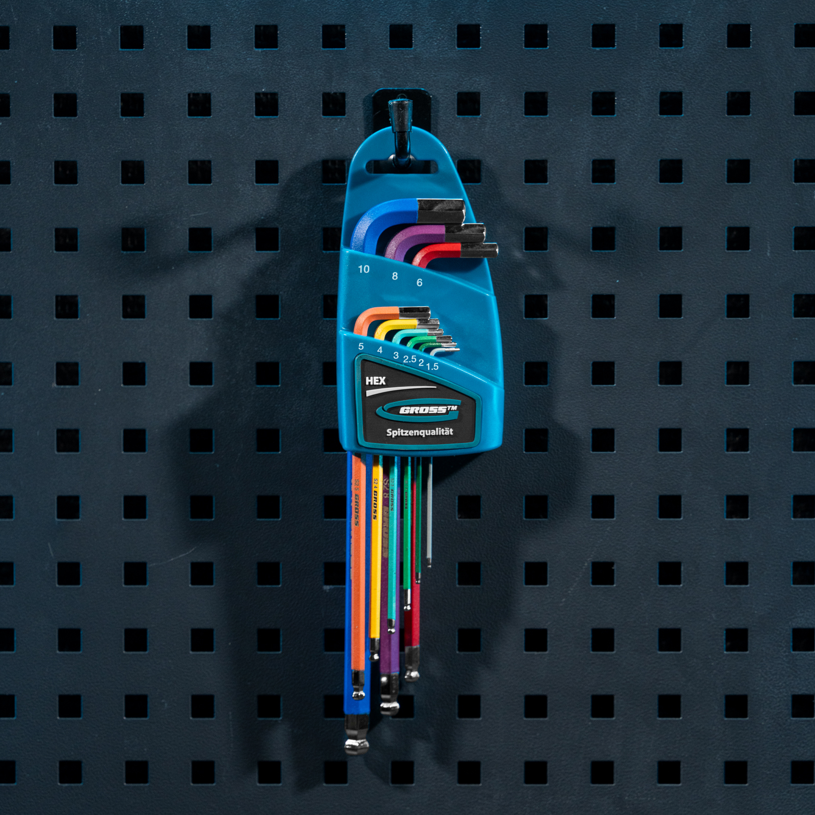 Набор ключей имбусовых HEX, 1.5-10 мм, S2, 9 шт, магнит, экстра-длинные с шаром, хром/краска Gross