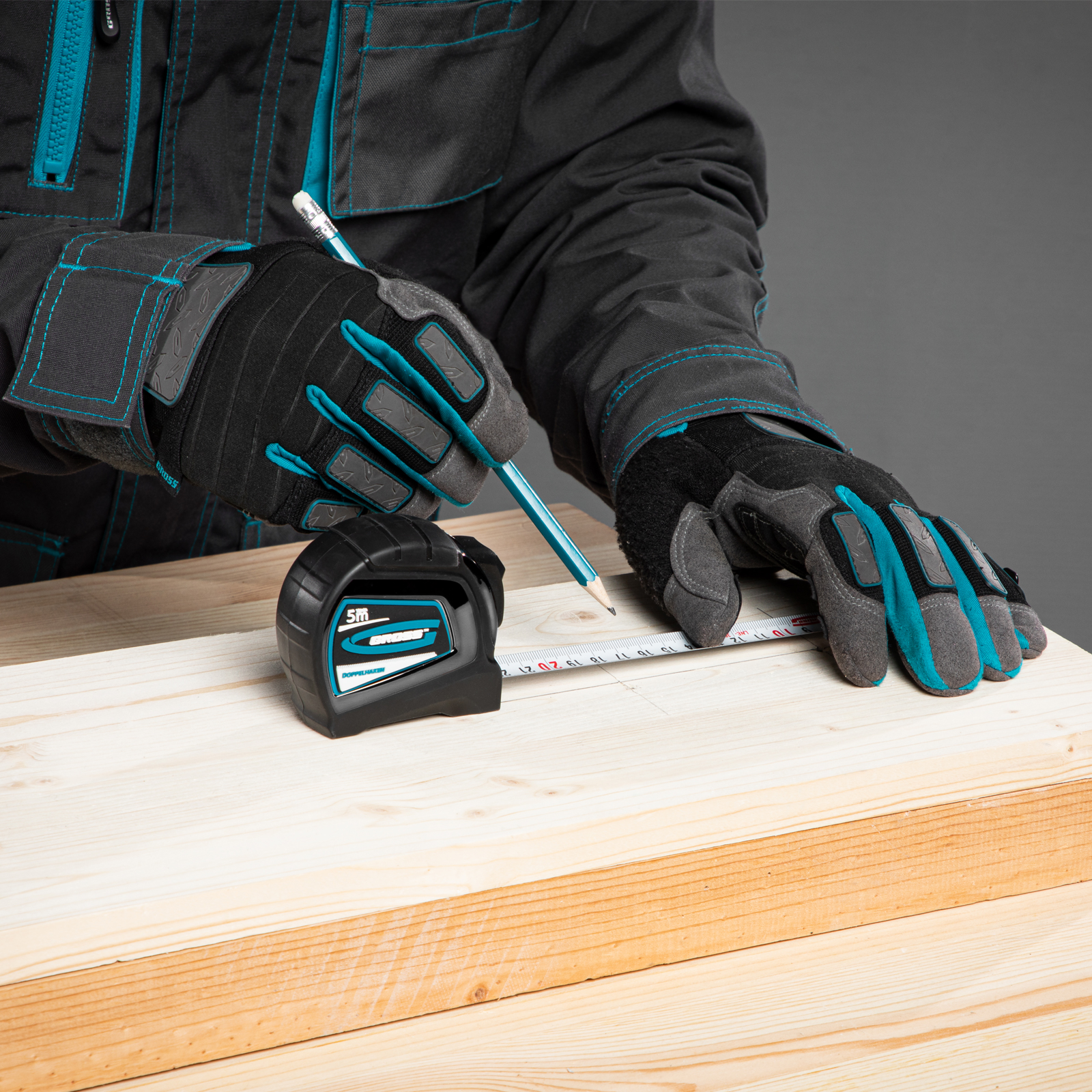 Рулетка "Doppelhaken",5 м x 19 мм,двухсторонний зацеп,Нейлон,двусторонняя шкала,автоматическая фиксация Gross