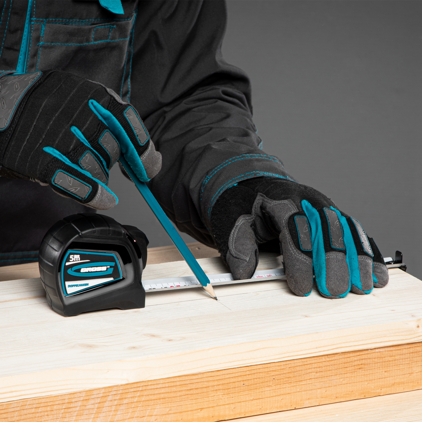 Рулетка "Doppelhaken",5 м x 25 мм,двухсторонний зацеп,Нейлон,двусторонняя шкала,автоматическая фиксация Gross