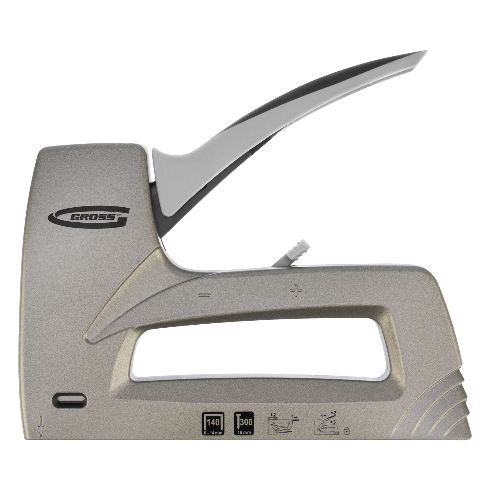 Степлер мебельный (Aluminium 140) алюминиевый корпус, регулятор удара, тип скобы 140, 300, 6-14 мм Gross