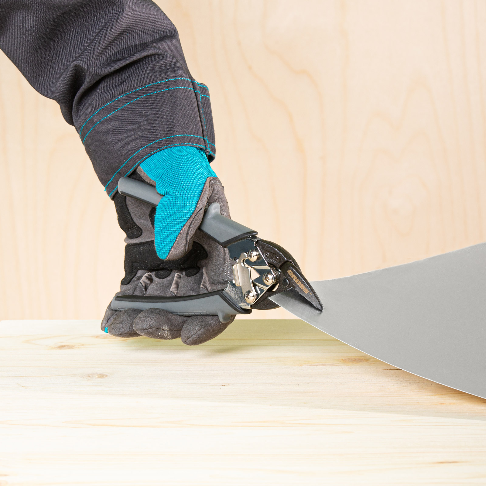 Ножницы по металлу "Piranha", 185 мм, прямой и левый рез, сталь СrM, двухкомпонентные рукоятки Gross