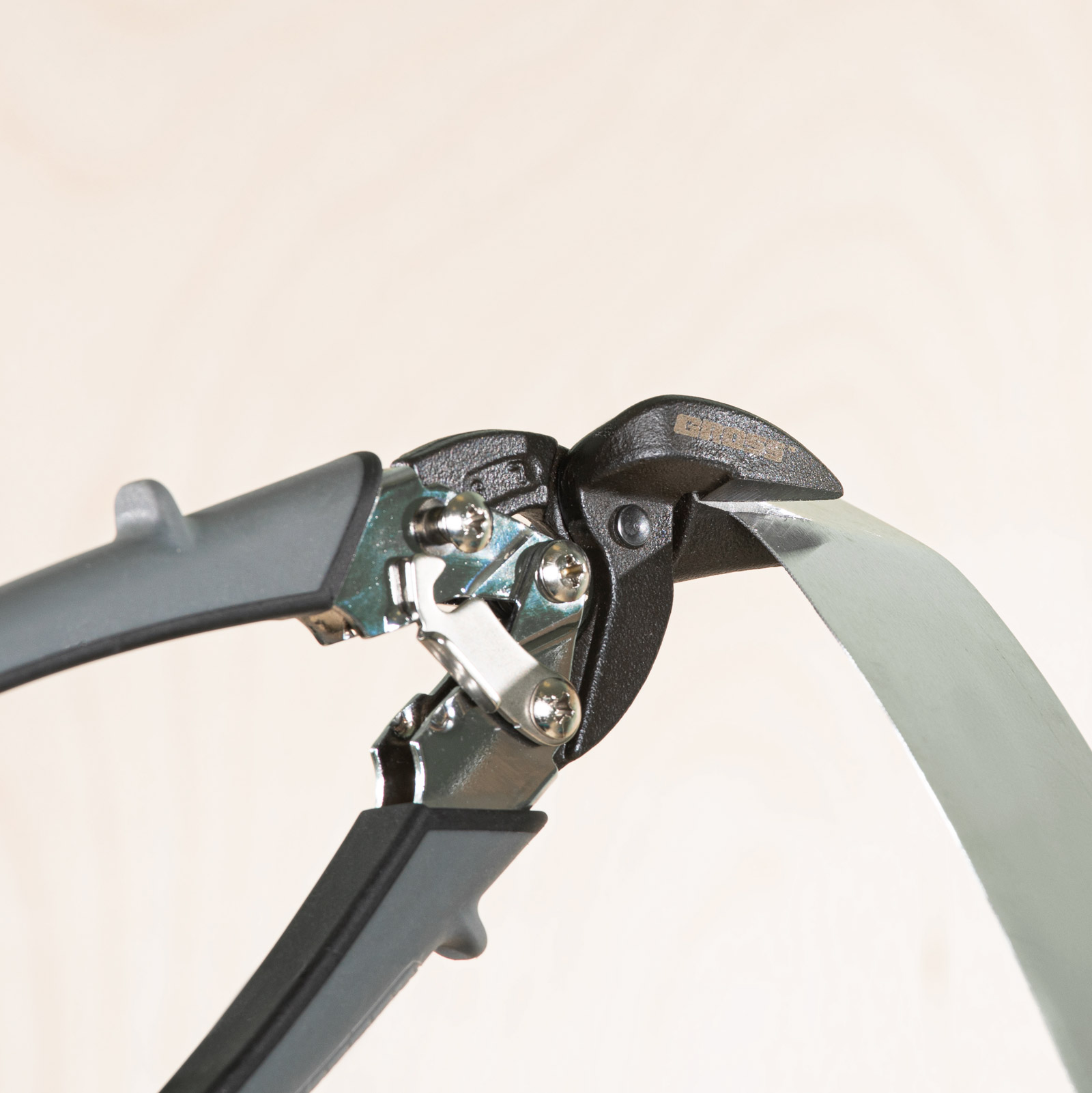 Ножницы по металлу "Piranha", 185 мм, прямой и левый рез, сталь СrM, двухкомпонентные рукоятки Gross