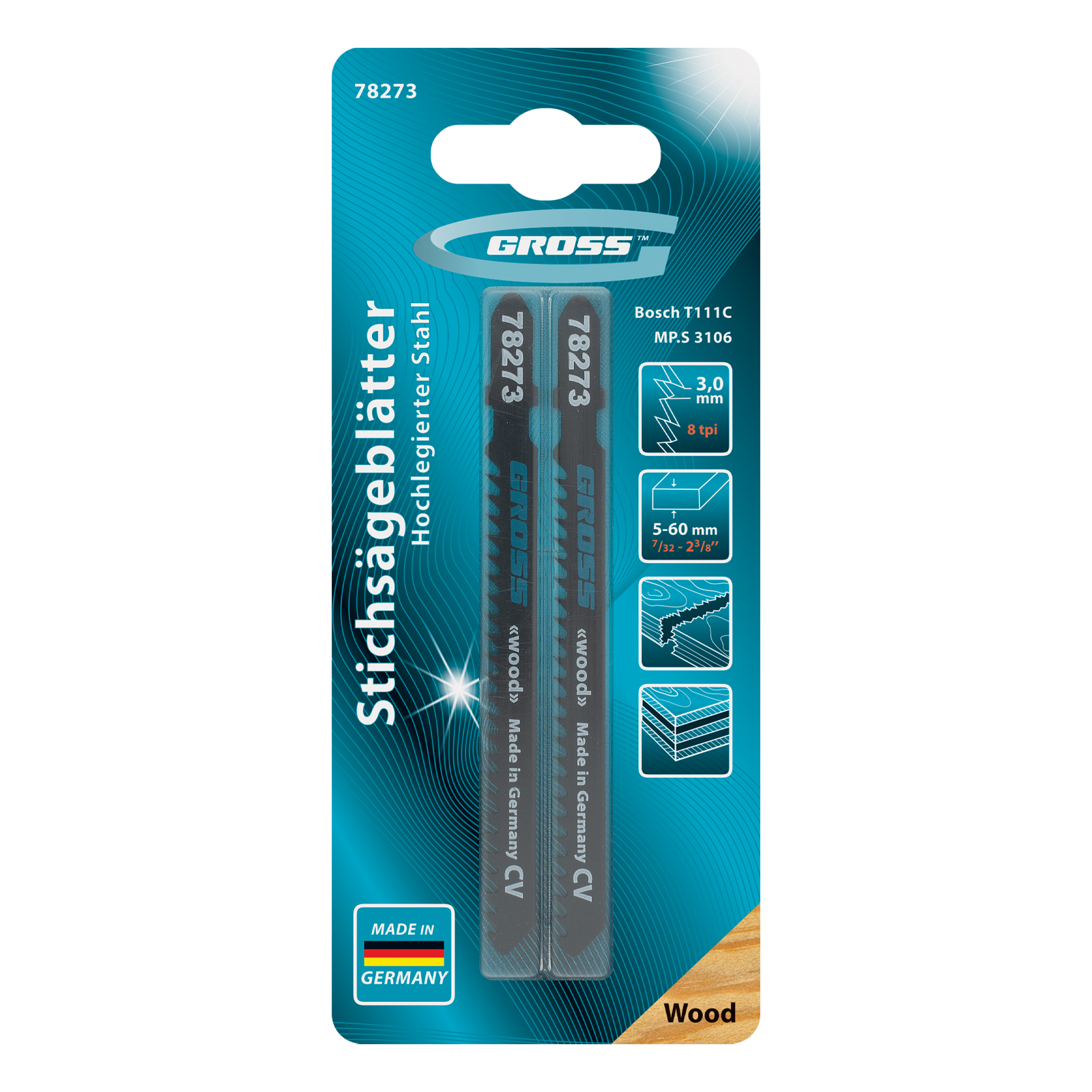 Полотна для электролобзика  по дереву, 2 шт, ( 3106-T111C ) Gross