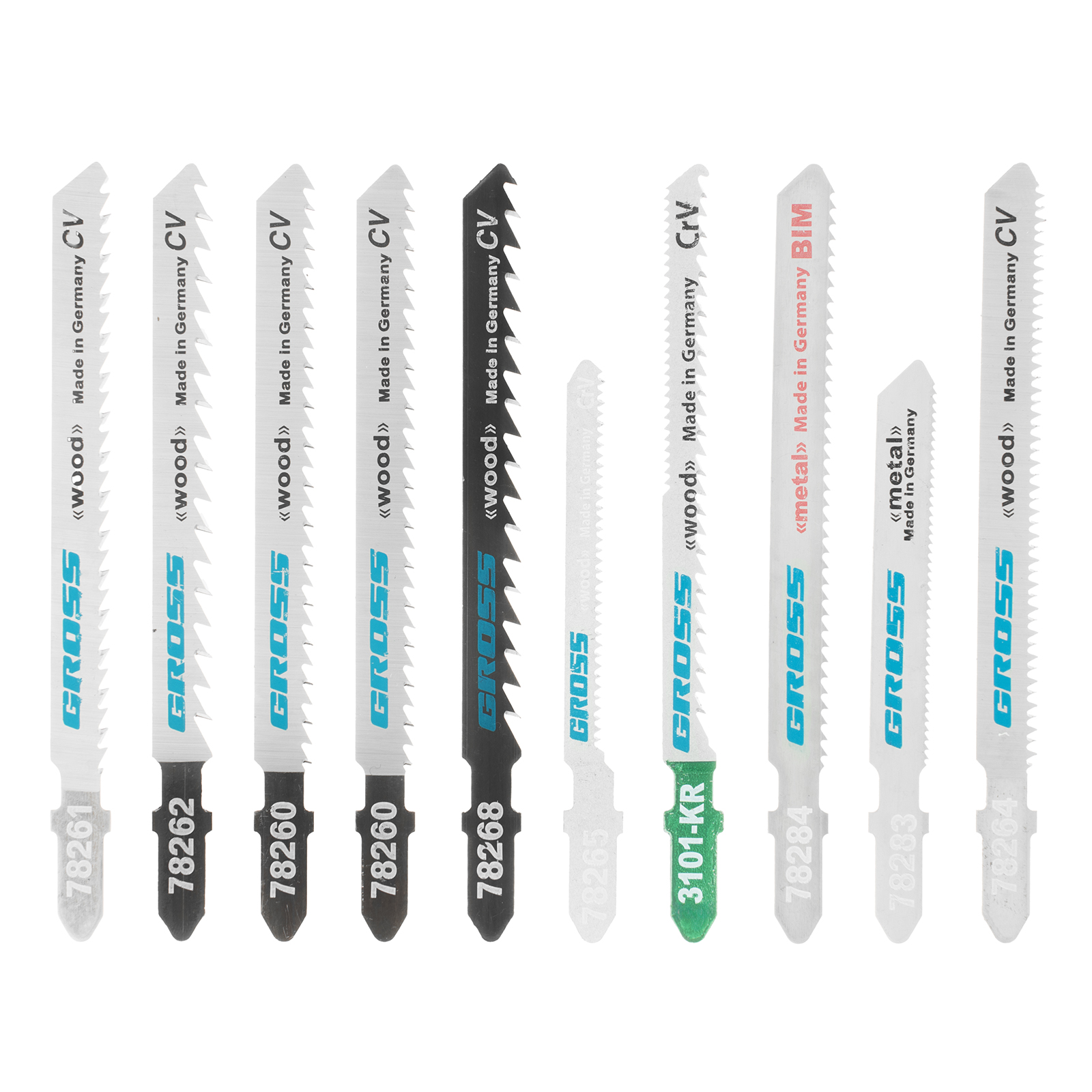 Набор полотен для электролобзика универсальный, 10 шт, Profi, пластиковый кейс Gross