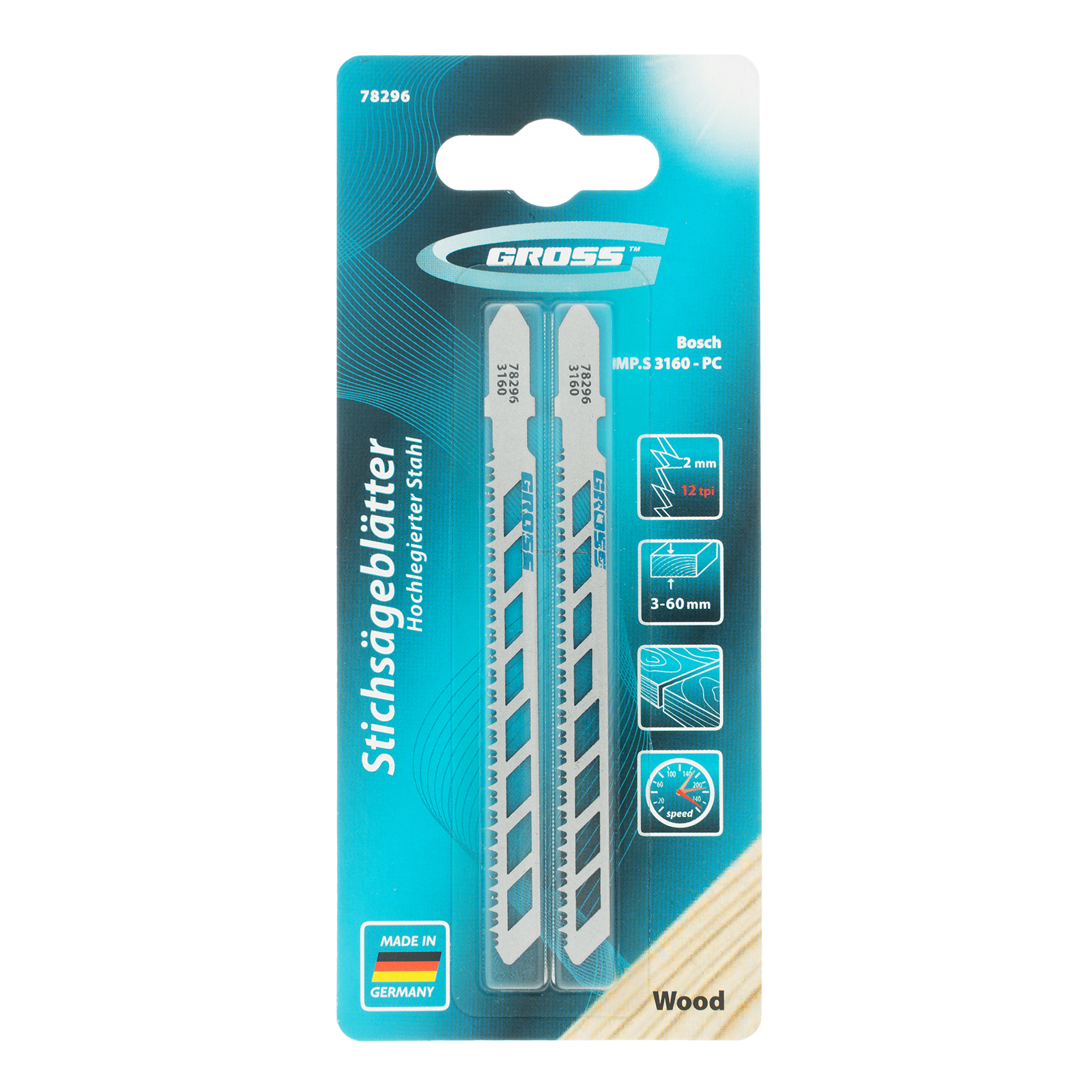 Полотна для электролобзика  по дереву, улучшенный чистый рез, 2 шт. ( 3160 - PC ) Gross