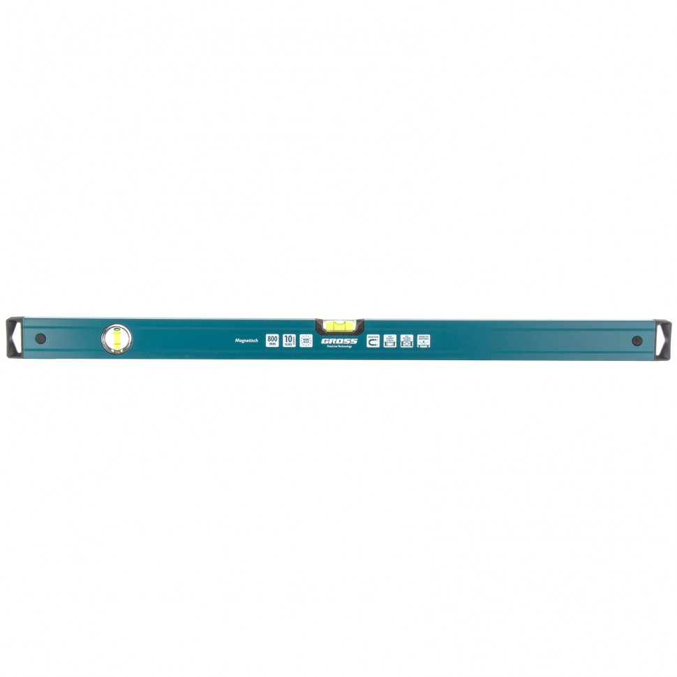Уровень алюминиевый, 800 мм, магнит, 2 глазка, Magnetisch Gross