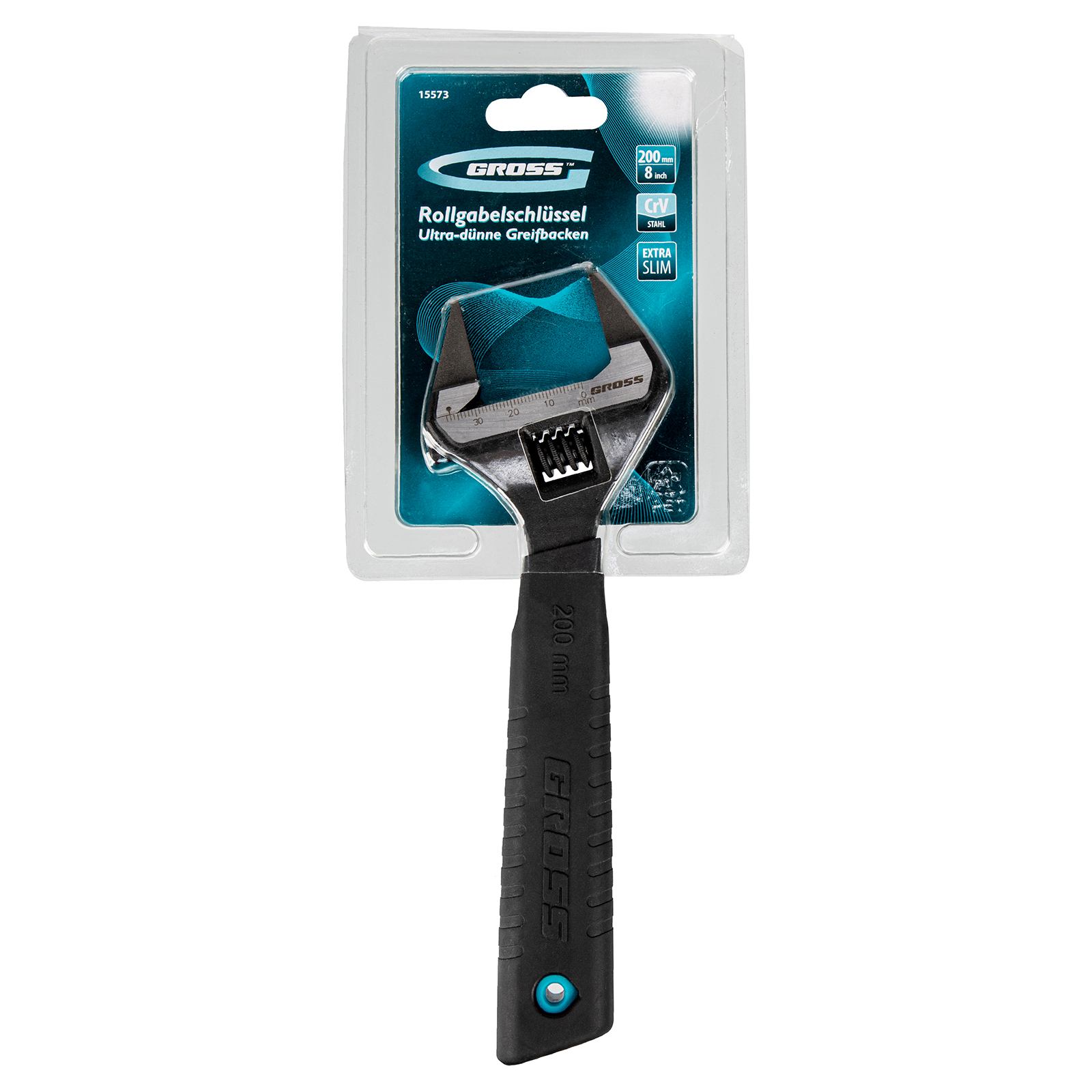 Ключ разводной, 200 мм, CrV, ультратонкие губки Gross