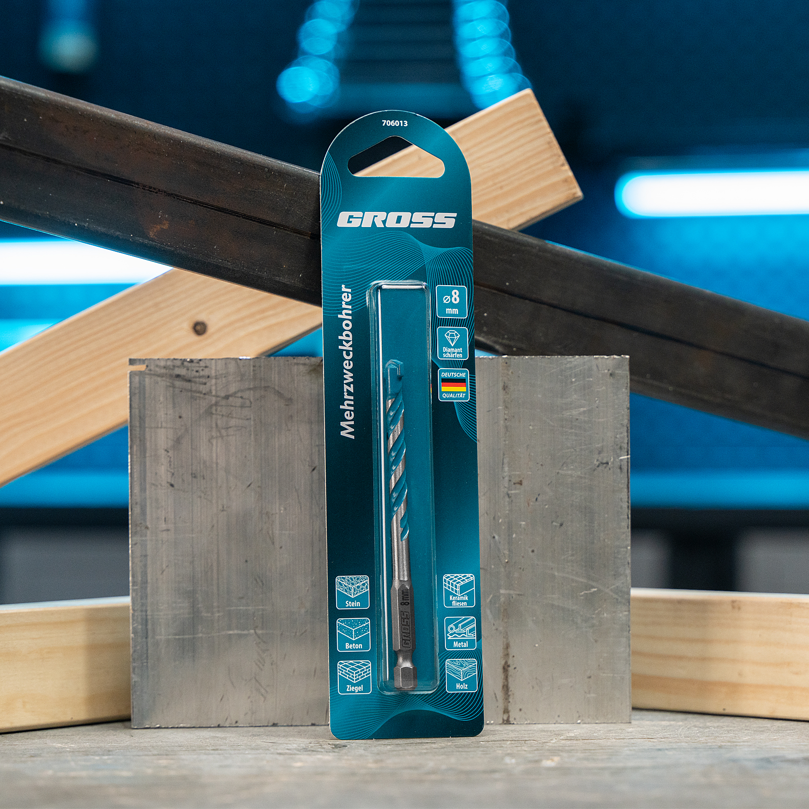 Сверло универсальное, Multipurpose PRO, 6-гр. хвостовик, 8мм Gross