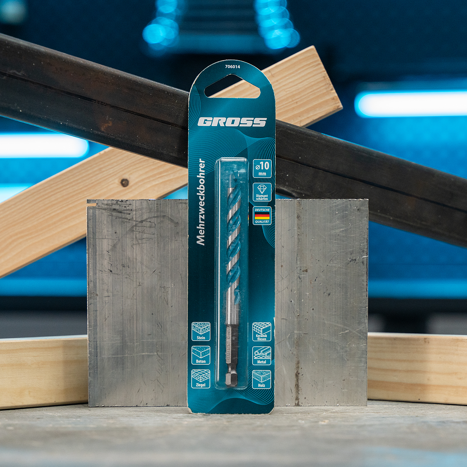 Сверло универсальное, Multipurpose PRO, 6-гр. хвостовик, 10мм Gross