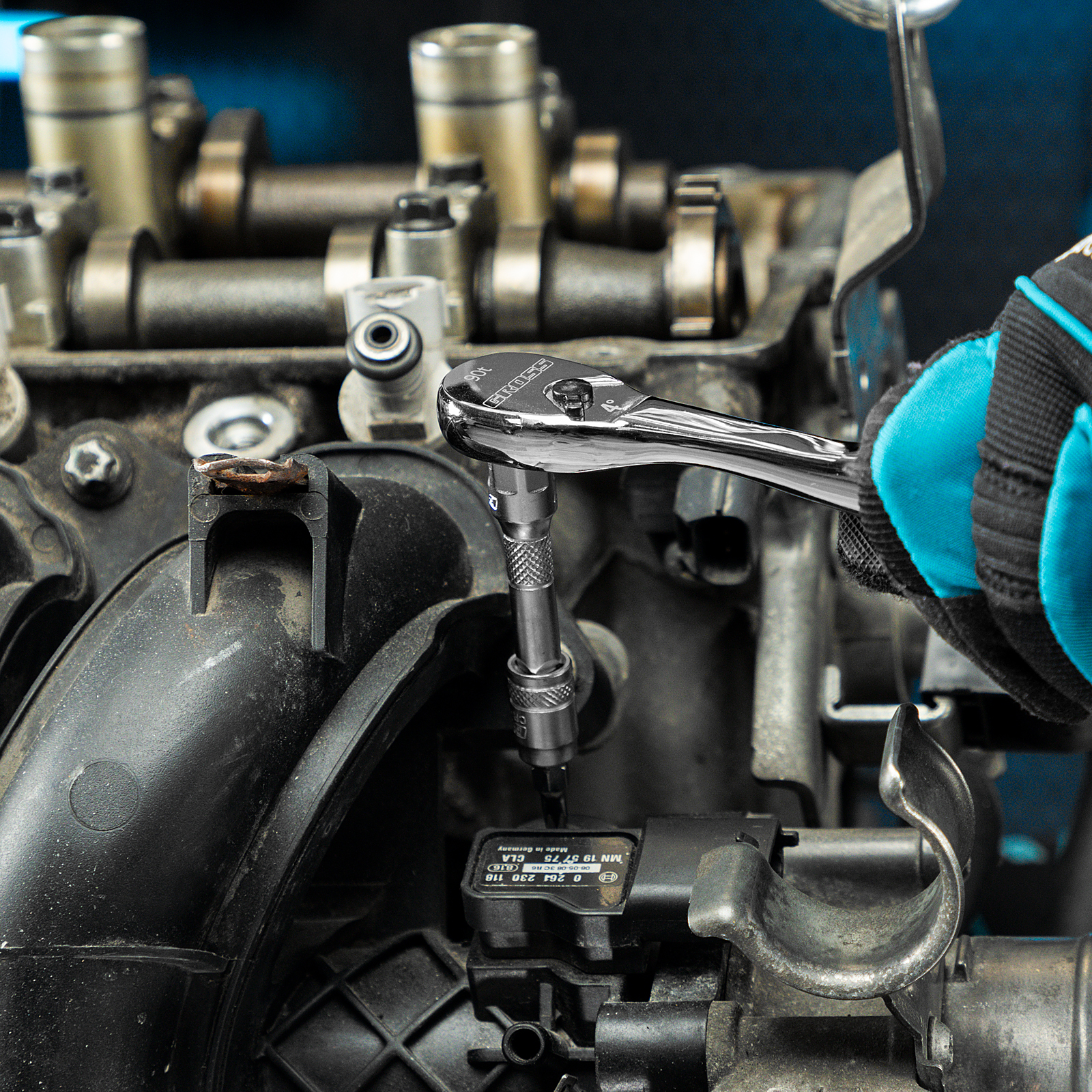 Ключ-трещотка 1/4", CrV, 90 зубьев, усиленный, хром Gross