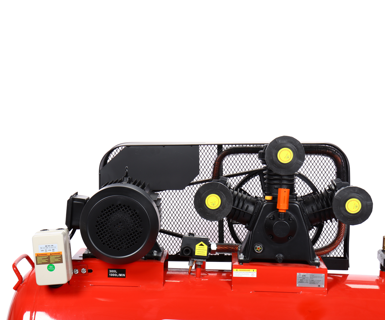 Компрессор пневматический 380В 7.5кВт 10атм. 1000л/мин. ресивер-300л поршневой ременной GTE