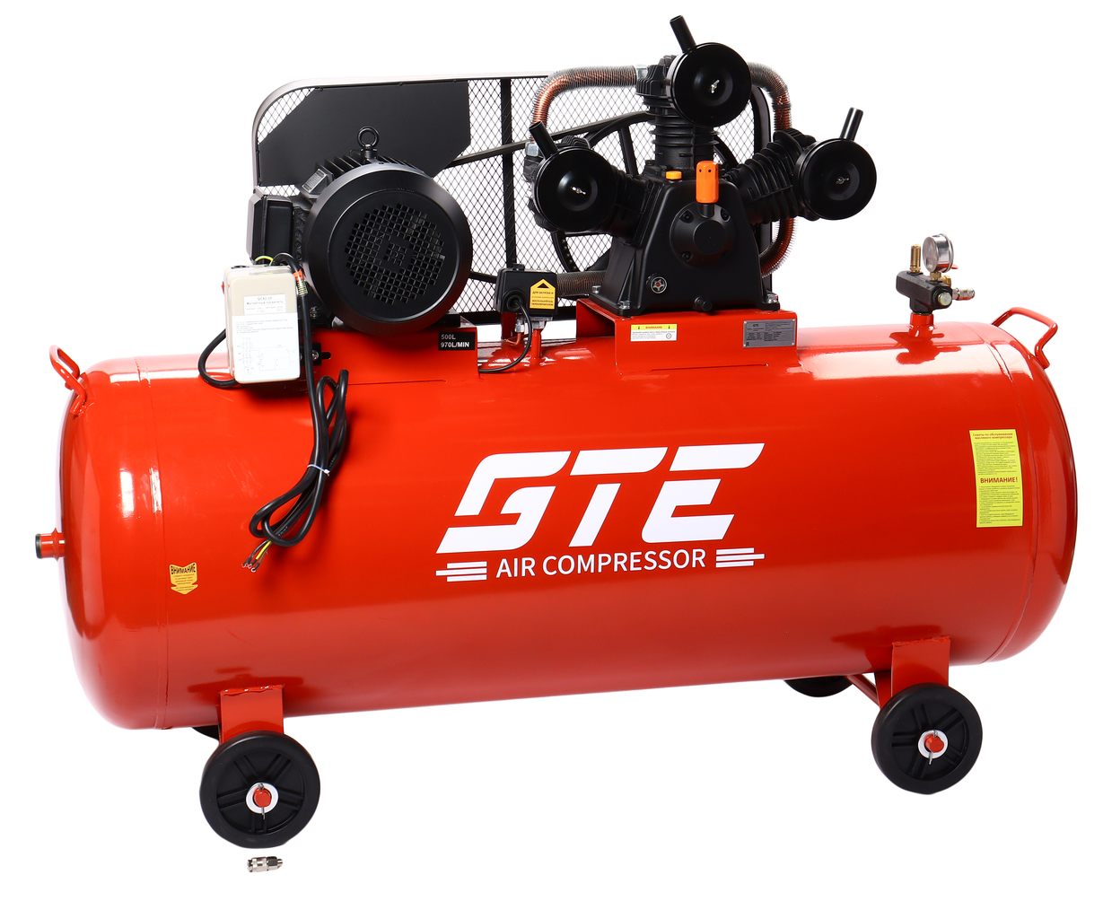 Компрессор поршневой ременной 380В 970л/мин. ресивер-500л GTE