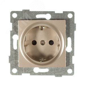 Ugra Розетка одинарная, с боковым заземляющим контактом, с защитой от проникновения, скрытая установка, 16А, 250В.  шампань