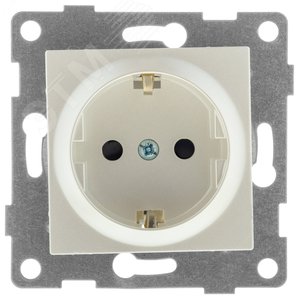 Ugra Розетка одинарная, с боковым заземляющим контактом, с защитой от проникновения, скрытая установка, 16А, 250В.  жемчуг