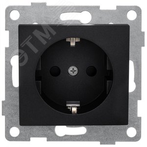 GUSI Bravo механизм розетки 1-ой с/з с з/ш,  скрытая  установка, 16А, 250В. Цвет графит.