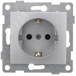 GUSI Bravo механизм розетки 1-ой с/з с з/ш,  скрытая  установка, 16А, 250В. Цвет серебро.