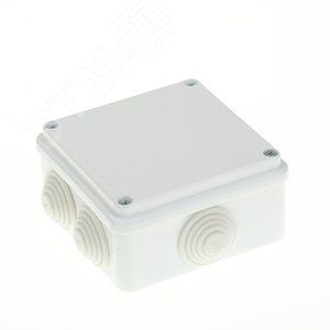 Коробка распределительная 100?100?50 (6 муфт д32), крышка на винтах, IP55, ОП, белый