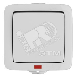 Переключатель одноклавишный наружный с индикацией белый 10А