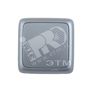 Переключатель одноклавишный наружный с изоляционной пластиной с индикацией серебро 10А