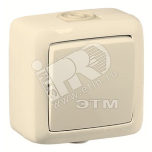 Переключатель одноклавишный наружный слоновая кость 16А