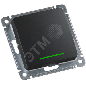 MASTER Переключатель одноклавишный с индикацией, скрытой установки, в рамку, черный