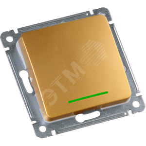 MASTER Звонковая кнопка с индикацией, одноклавишная скрытой установки, в рамку, золото