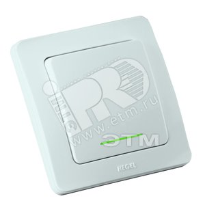 Переключатель одноклавишный скрытый с индикацией белый 16А