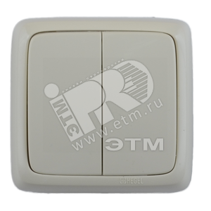 Выключатель двухклавишный наружный с изоляционной пластиной с индикацией слоновая кость 16А