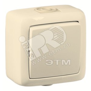 Выключатель одноклавишный наружный слоновая кость IP44 10А
